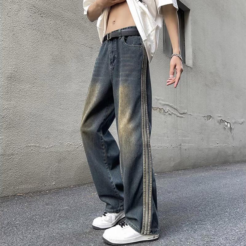 adidas サイドストライプ デニムパンツ Lサイズ アディダス アディカラー デニム スリーストライプス トラックパンツ