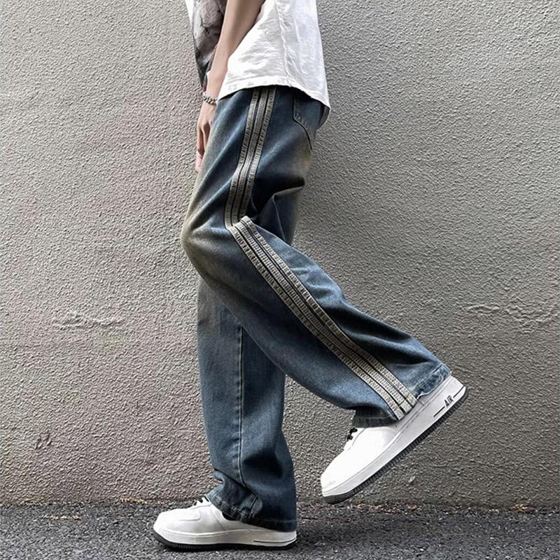 サイド ストライプ デニム パンツ メンズ 大きいサイズ ワイド