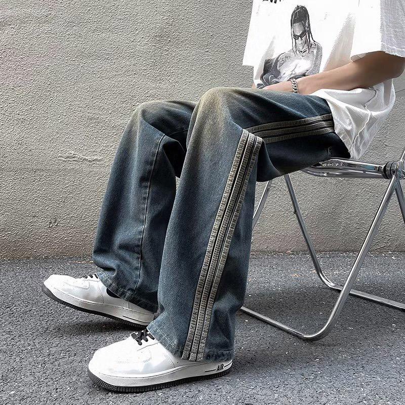 サイド ストライプ デニム パンツ メンズ 大きいサイズ ワイド