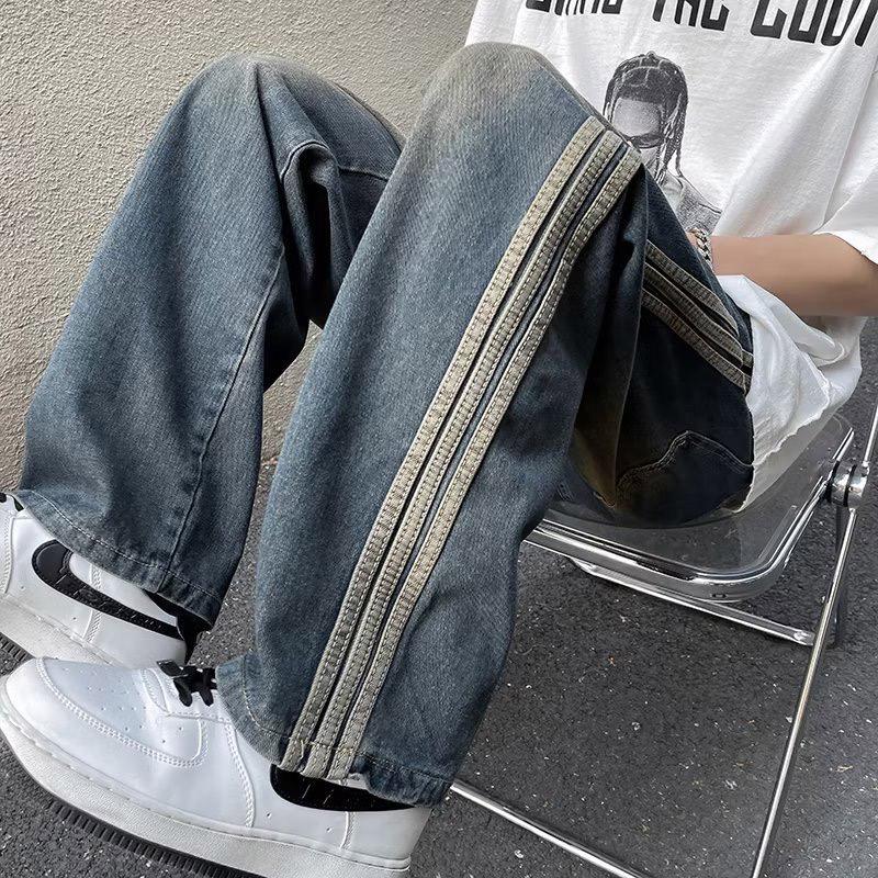 サイド ストライプ デニム パンツ メンズ 大きいサイズ ワイド