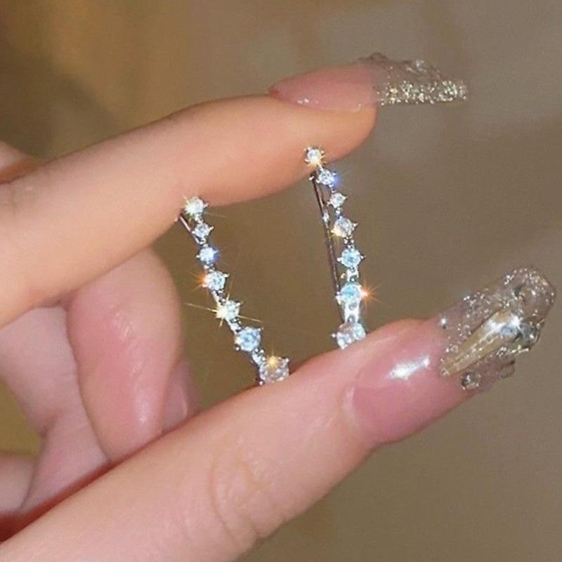 ピアス ラインピアス イヤーカフ風 ライン 合成 ダイヤモンド