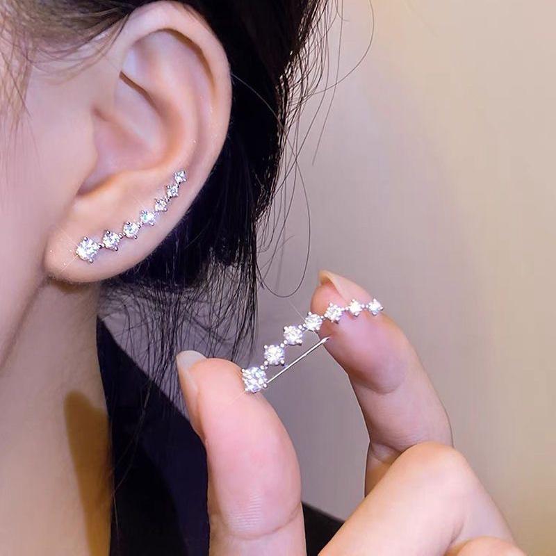 ピアス ラインピアス イヤーカフ風 ライン 合成 ダイヤモンド