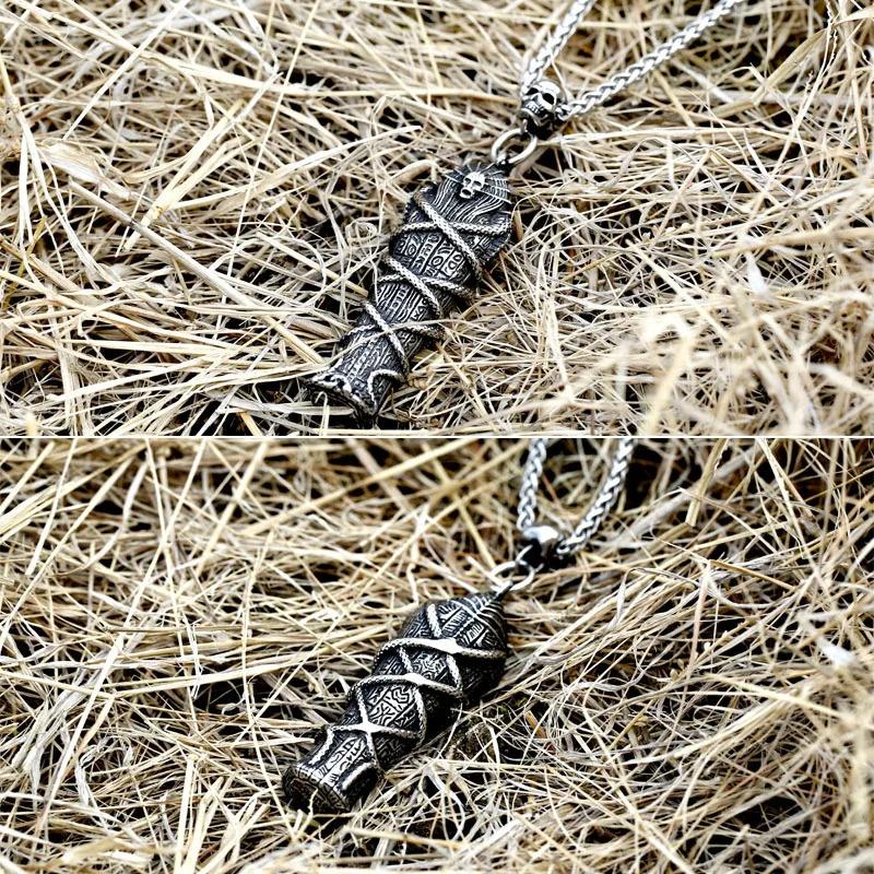 ペンダント ネックレス  ステンレス チェーン スカル メンズ 新しい スチール ミイラ 頭蓋骨 パンク ハロウィーン