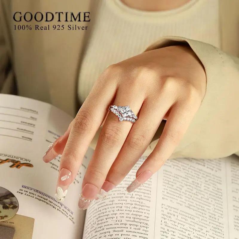 指輪 リング ジルコニア シルバー レディース 贅沢 セット ピュア 100% 925 スターリング ジルコン 婚約 結婚式 ウェディング_3