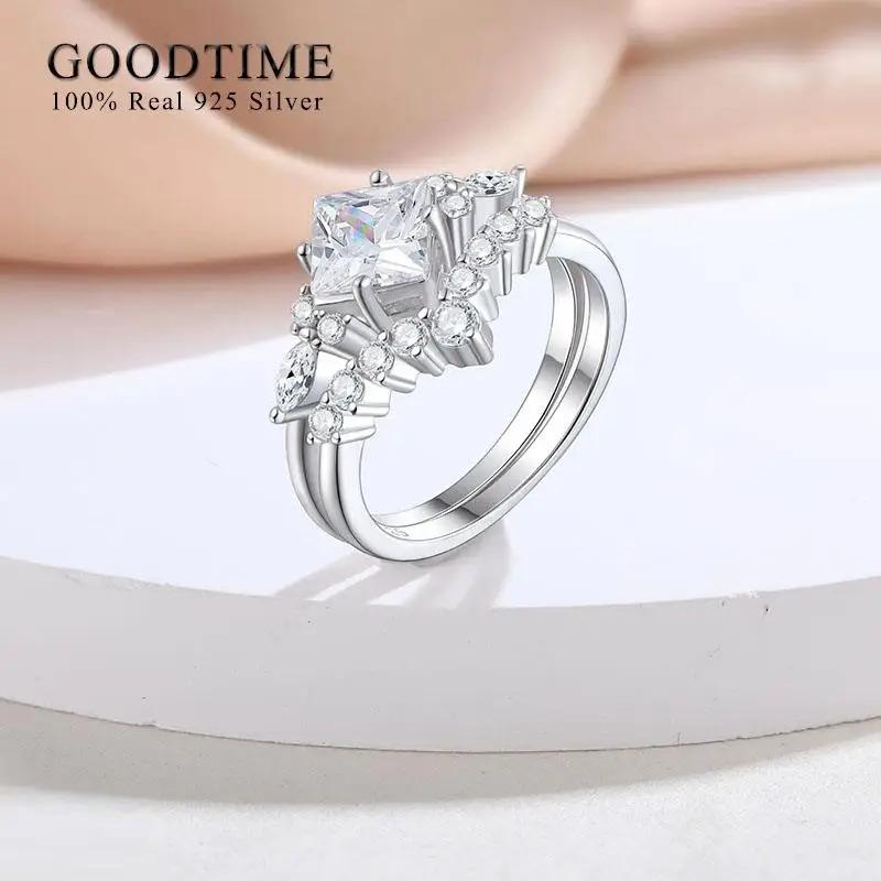 指輪 リング ジルコニア シルバー レディース 贅沢 セット ピュア 100% 925 スターリング ジルコン 婚約 結婚式 ウェディング_4