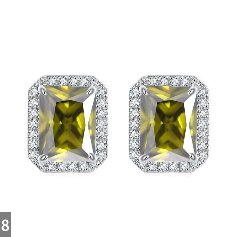 ピアス ジルコニア シルバー スクエア リング レディース ファッション ピュア 100% 925 スターリング 長方形 四角 カラー_7