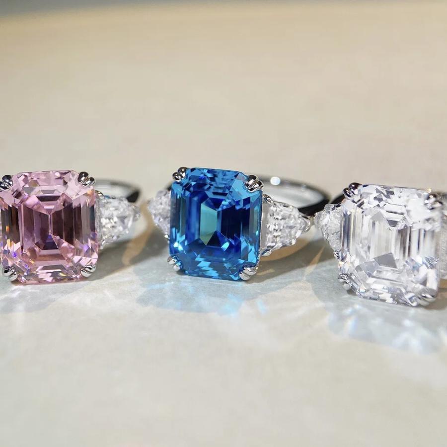 指輪 リング ダイヤモンド シルバー ピンク レディース 贅沢 925 スターリング 10x12mm サファイア アクアマリン 結婚式_4