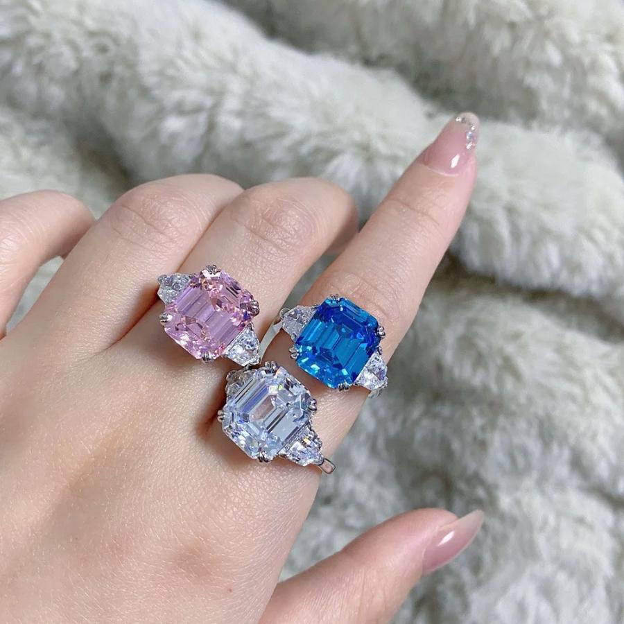 指輪 リング ダイヤモンド シルバー ピンク レディース 贅沢 925 スターリング 10x12mm サファイア アクアマリン 結婚式_5