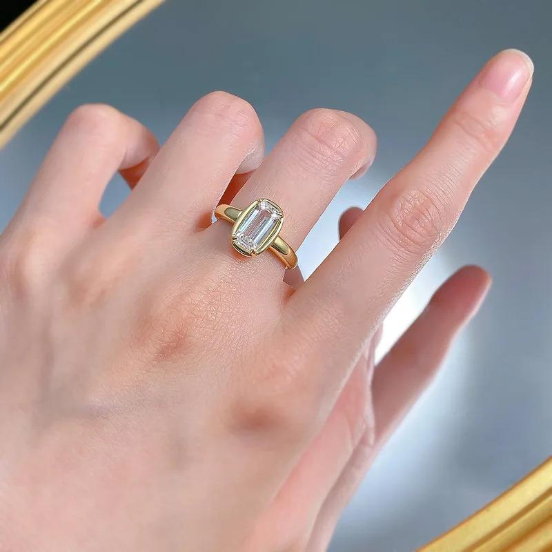 指輪 リング ダイヤモンド ゴールド シルバー レディース 18K カラー 輝く スパークリング 925 スターリング 5*10mm ハイ_5