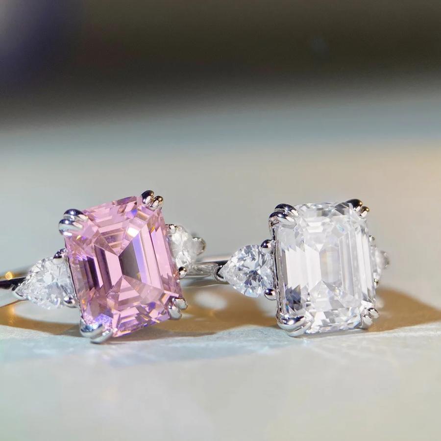 指輪 リング ダイヤモンド シルバー ピンク レディース トレンド 925 スターリング 4ct アッシャー カット サファイア ハイ_2