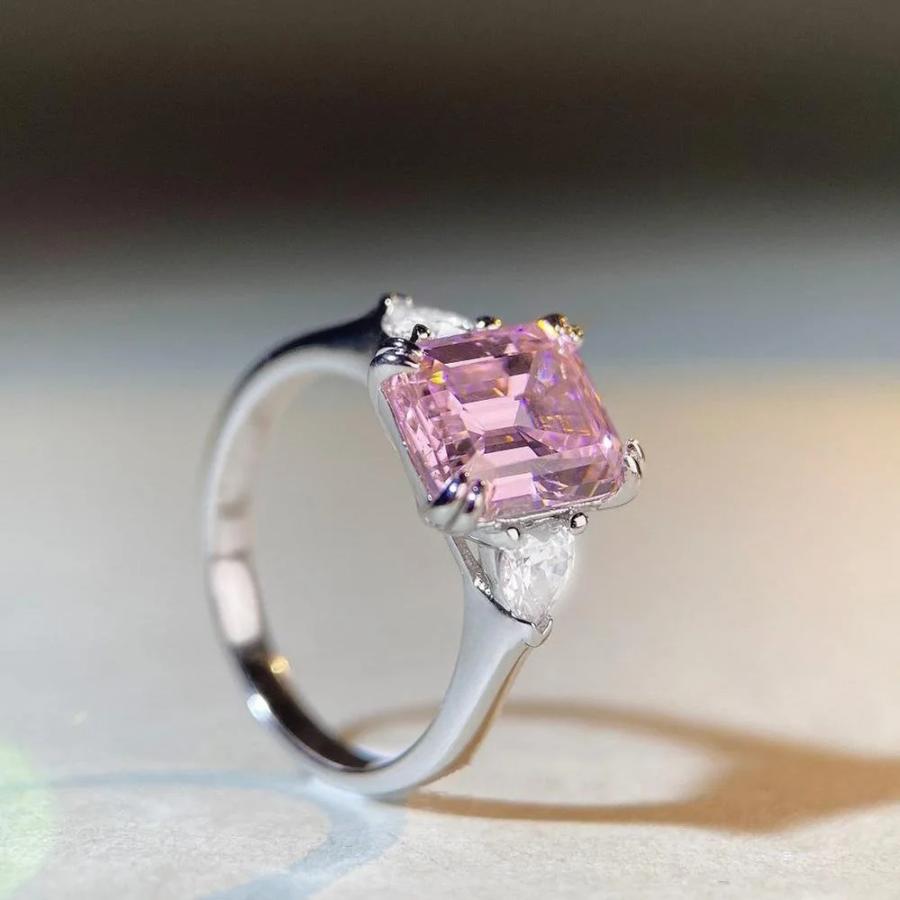 指輪 リング ダイヤモンド シルバー ピンク レディース トレンド 925 スターリング 4ct アッシャー カット サファイア ハイ_3