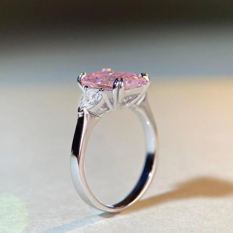 指輪 リング ダイヤモンド シルバー ピンク レディース トレンド 925 スターリング 4ct アッシャー カット サファイア ハイ_4