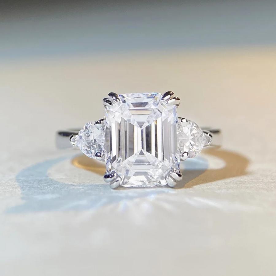 指輪 リング ダイヤモンド シルバー ピンク レディース トレンド 925 スターリング 4ct アッシャー カット サファイア ハイ_5