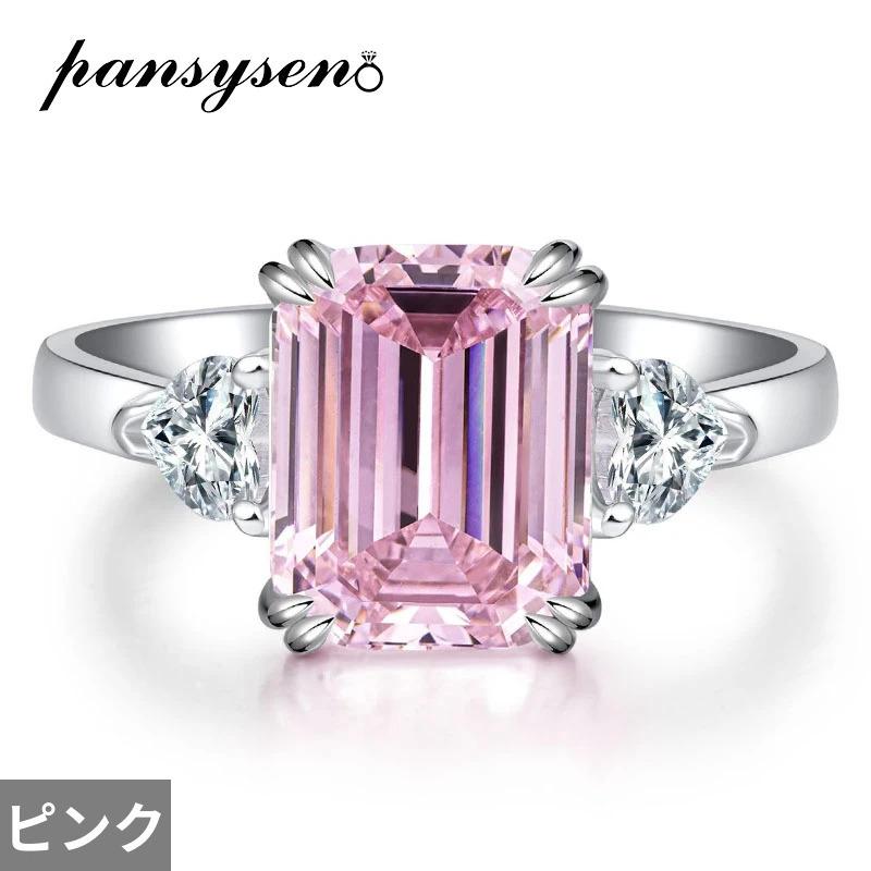 指輪 リング ダイヤモンド シルバー ピンク レディース トレンド 925 スターリング 4ct アッシャー カット サファイア ハイ_6