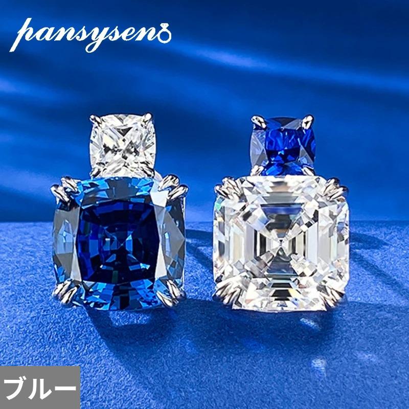 ピアス ダイヤモンド シルバー ドロップ リング レディース 100% 925 スターリング アッシャー カット サファイア ハイ_6