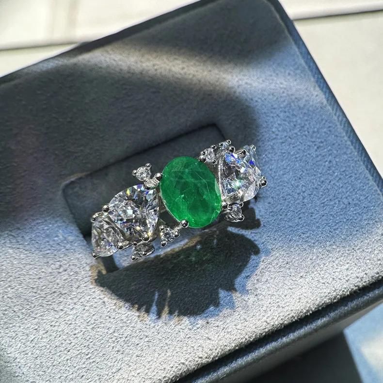 指輪 リング 白 ホワイト ジルコニア エメラルド ゴールド シルバー レディース 2024 新しい 925 スターリング 1.5ct_1