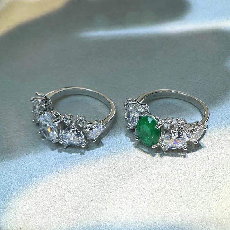 指輪 リング 白 ホワイト ジルコニア エメラルド ゴールド シルバー レディース 2024 新しい 925 スターリング 1.5ct_4