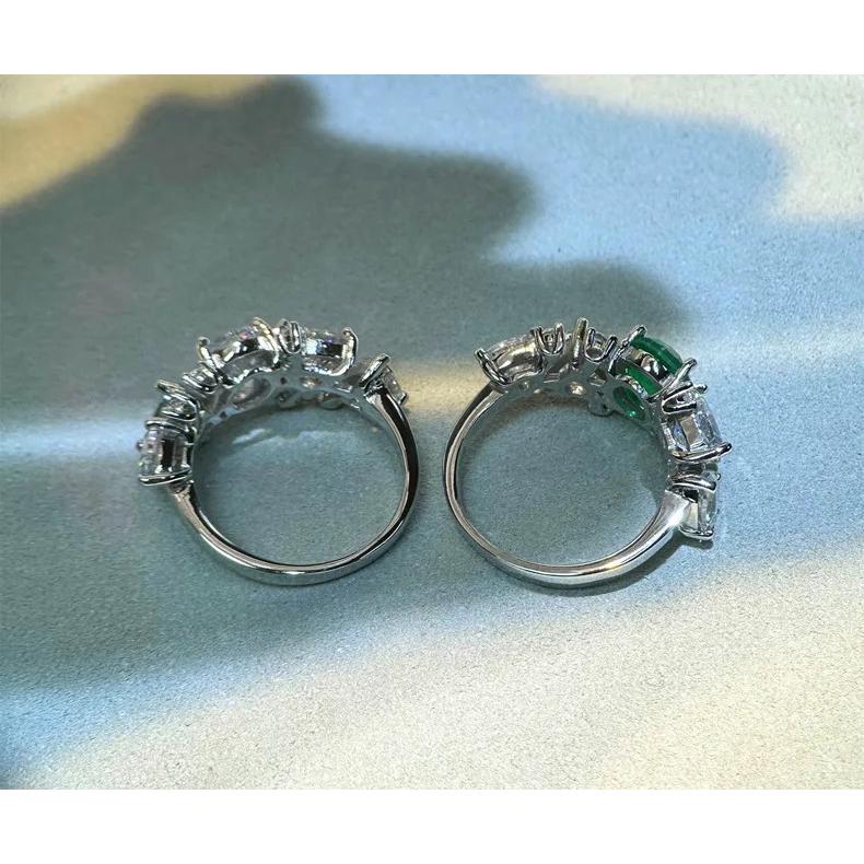 指輪 リング 白 ホワイト ジルコニア エメラルド ゴールド シルバー レディース 2024 新しい 925 スターリング 1.5ct_5