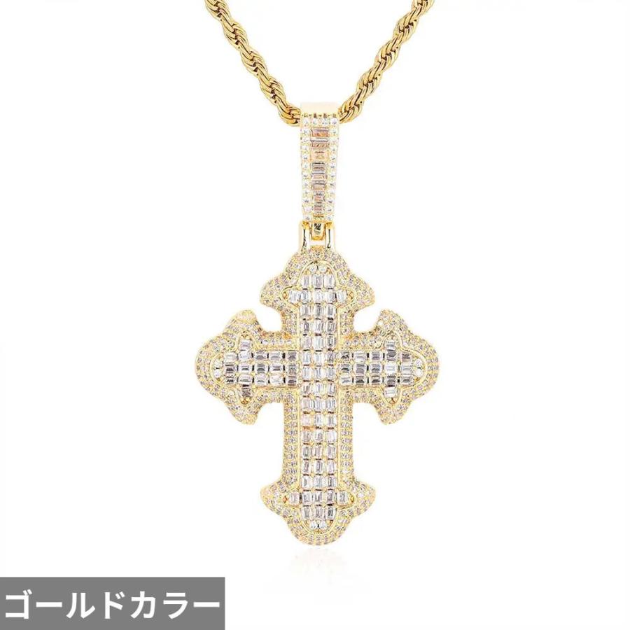 ペンダント ネックレス ジルコニア スクエア クロス レディース メンズ 新しい スタイル ヒップ ホップ 長方形 四角 アイス アウト_6