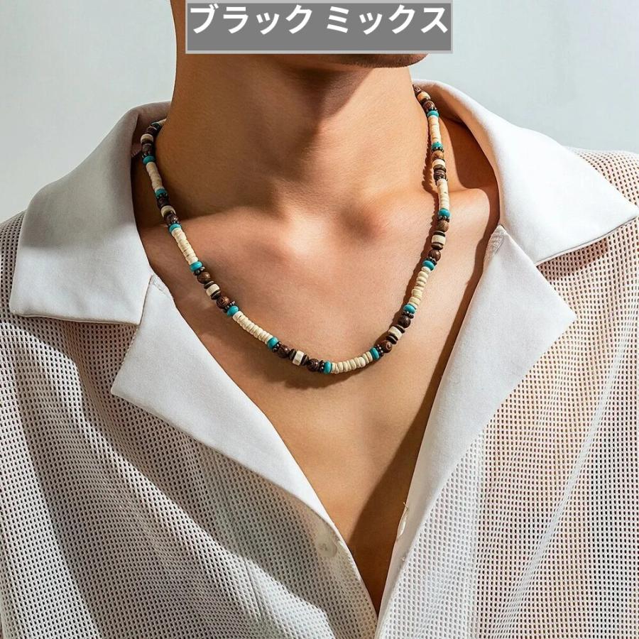 ネックレス ペンダント ウッド ビーズ サーファー ビーチ 夏 ブラウン