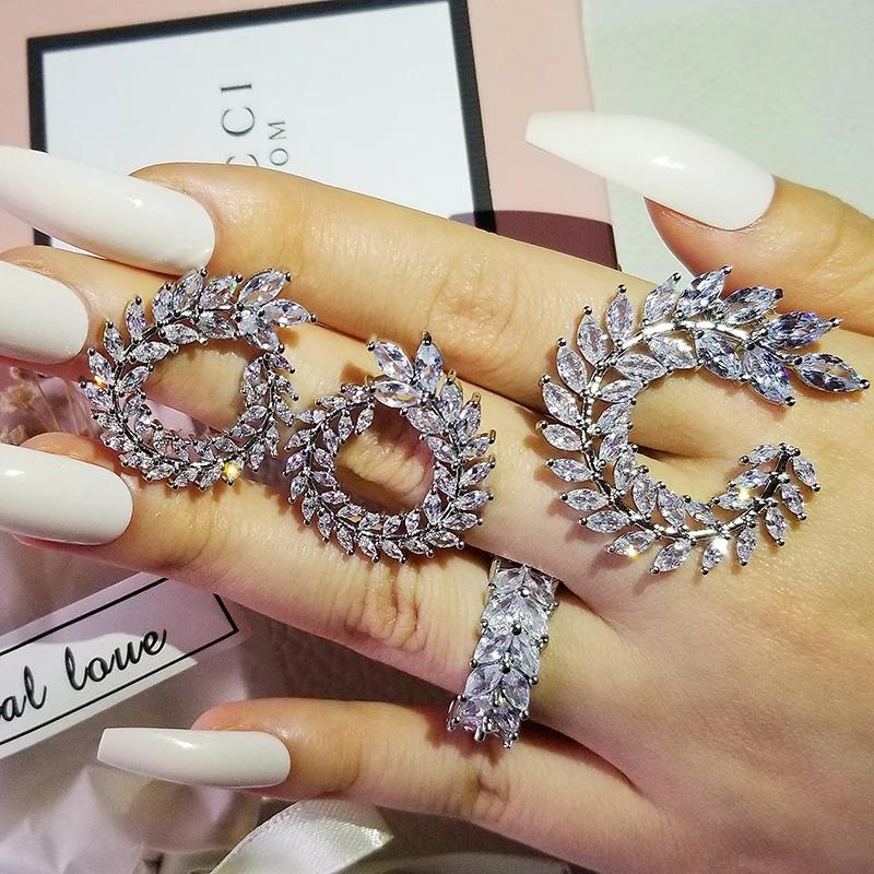 ジュエリーセット ピアス ネックレス ブライダル ドロップ レディース 3個 パック 2023 新しい 贅沢 マーキス 結婚式 ウェディング レディ_2