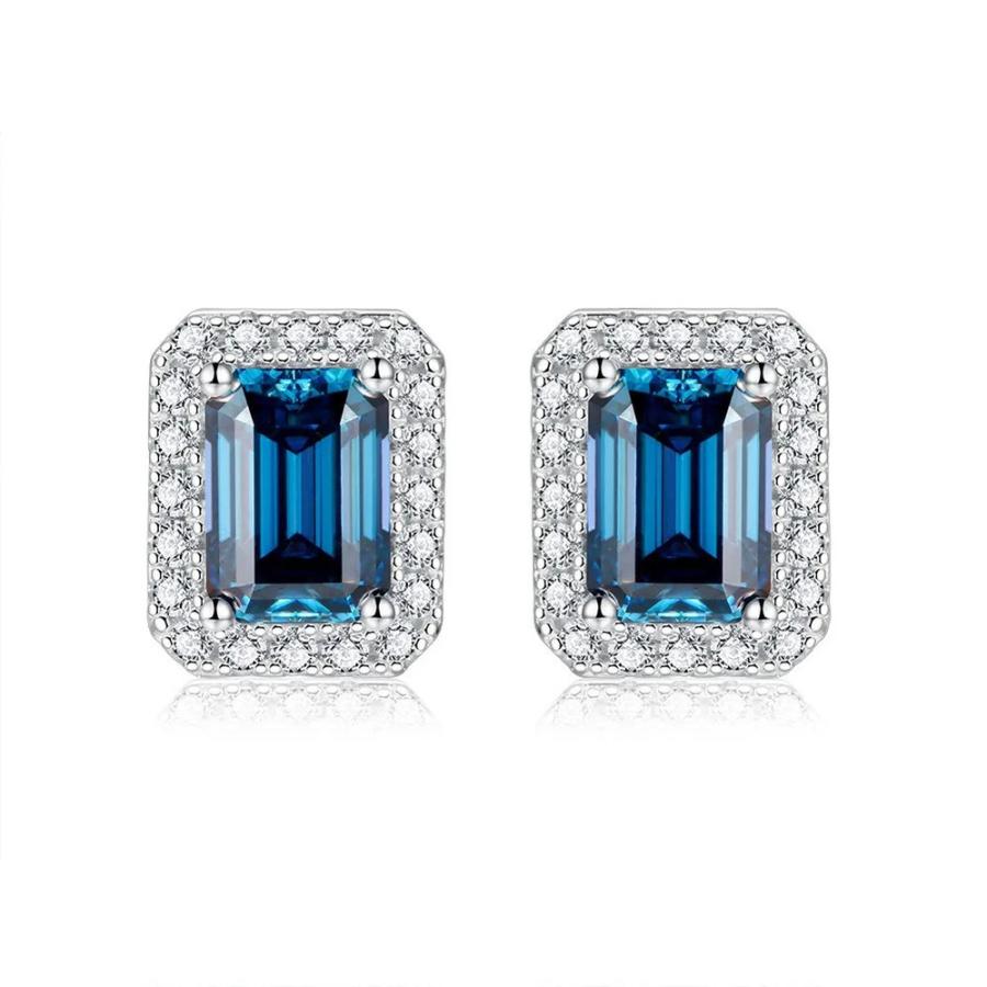 ピアス エメラルド シルバー リング レディース 1ct リアル カラー エメラルドカット モイサナイト スタッド 100% 925 スターリング_3
