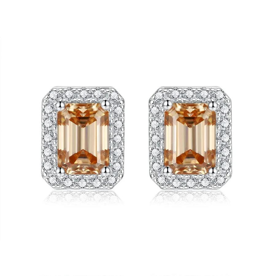 ピアス エメラルド シルバー リング レディース 1ct リアル カラー エメラルドカット モイサナイト スタッド 100% 925 スターリング_4