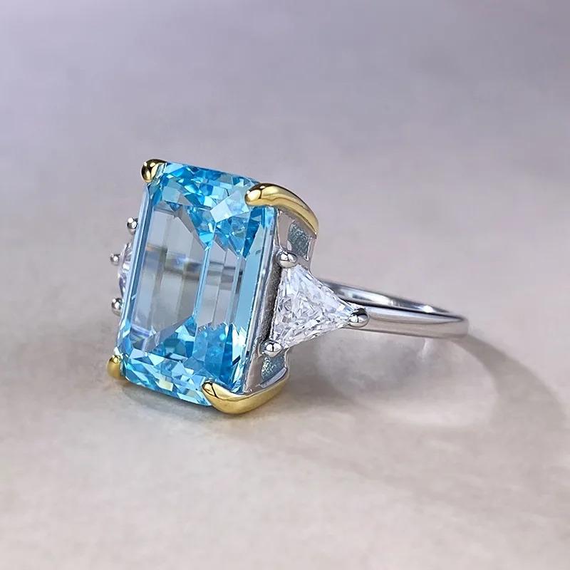 指輪 リング ダイヤモンド シルバー レディース 100% 925 スターリング 1x14mm アクアマリン ハイ カーボン_2