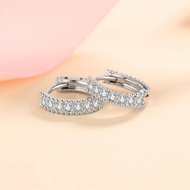 ピアス シルバー フープ リング レディース リアル モイサナイト % 925 スターリング 輝く スパークリング 結婚式_3