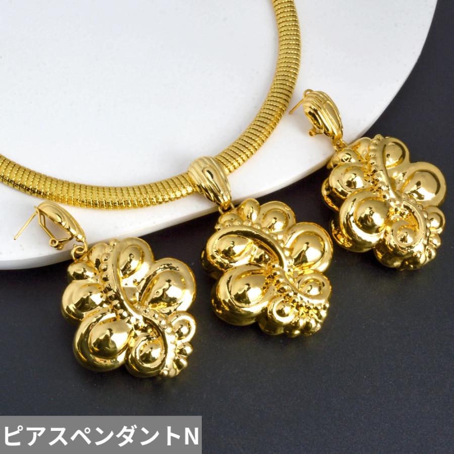ペンダント ピアス ネックレス 花 フラワー ブライダル ゴールド コッパー カッパー レトロ レディース ジュエリー セット_6