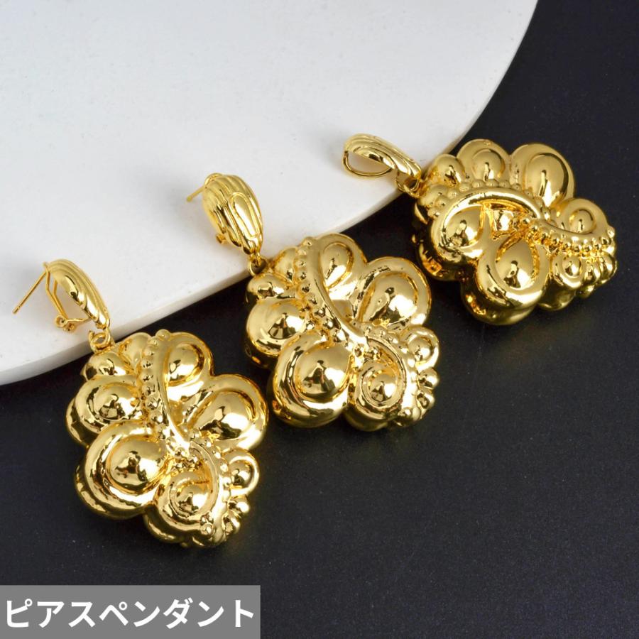 ペンダント ピアス ネックレス 花 フラワー ブライダル ゴールド コッパー カッパー レトロ レディース ジュエリー セット_7
