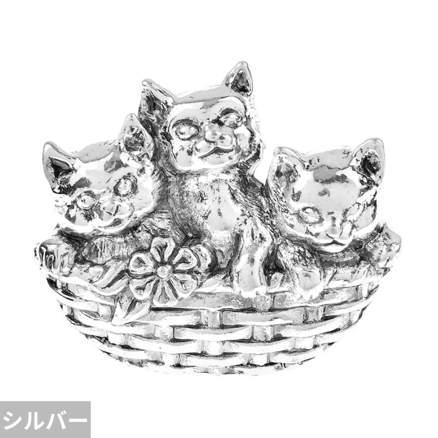 ブローチ 動物 アニマル 花 フラワー ビンテージ ネコ A レディース
