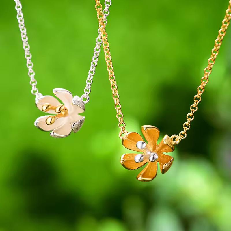 ネックレス レディース ハンドメイド 925スターリングシルバー デザイナー オリジナル フラワー ジュエリー ペンダントネックレス_2
