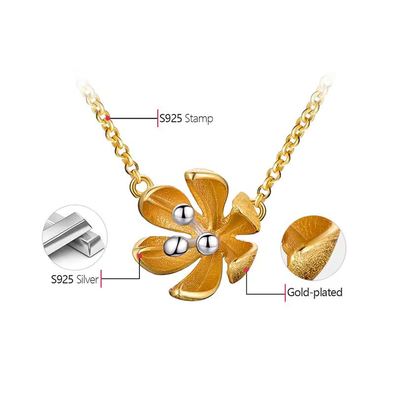 ネックレス レディース ハンドメイド 925スターリングシルバー デザイナー オリジナル フラワー ジュエリー ペンダントネックレス_3