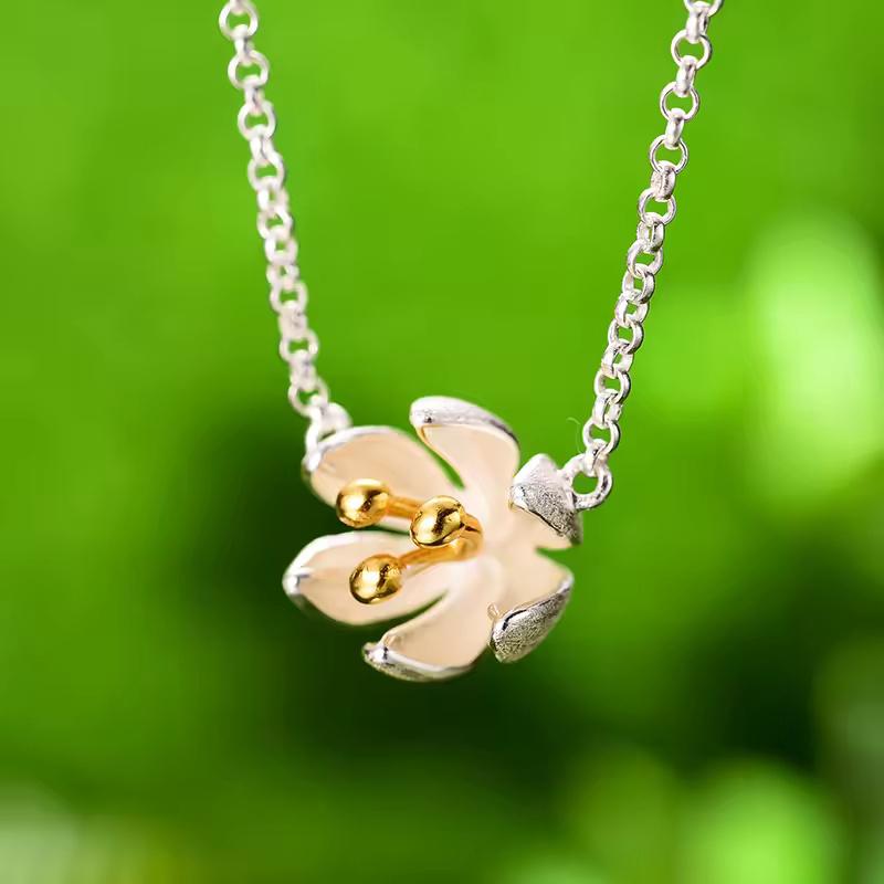 ネックレス レディース ハンドメイド 925スターリングシルバー デザイナー オリジナル フラワー ジュエリー ペンダントネックレス_5