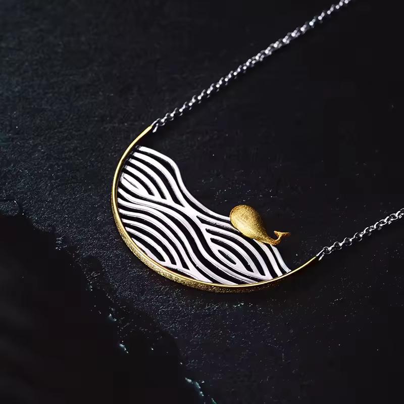 ネックレス レディース ハンドメイド 925スターリングシルバー デザイナー クリエイティブ ジュエリー 魚_1