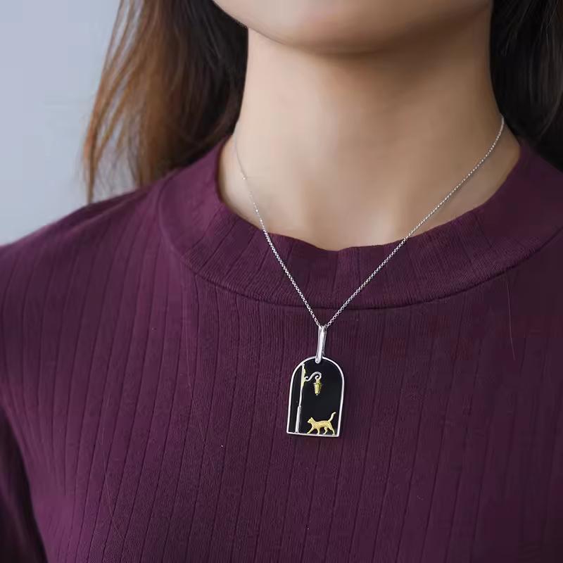 ネックレス レディース アゲート キュート 猫 ペンダント ジュエリー 925スターリングシルバー_3