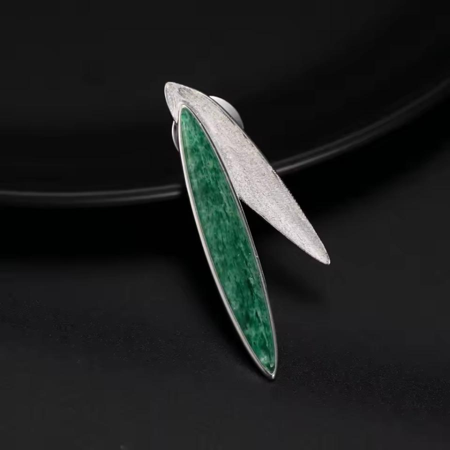 ブローチ レディース 竹 925スターリングシルバー ジェイド ジュエリー_3