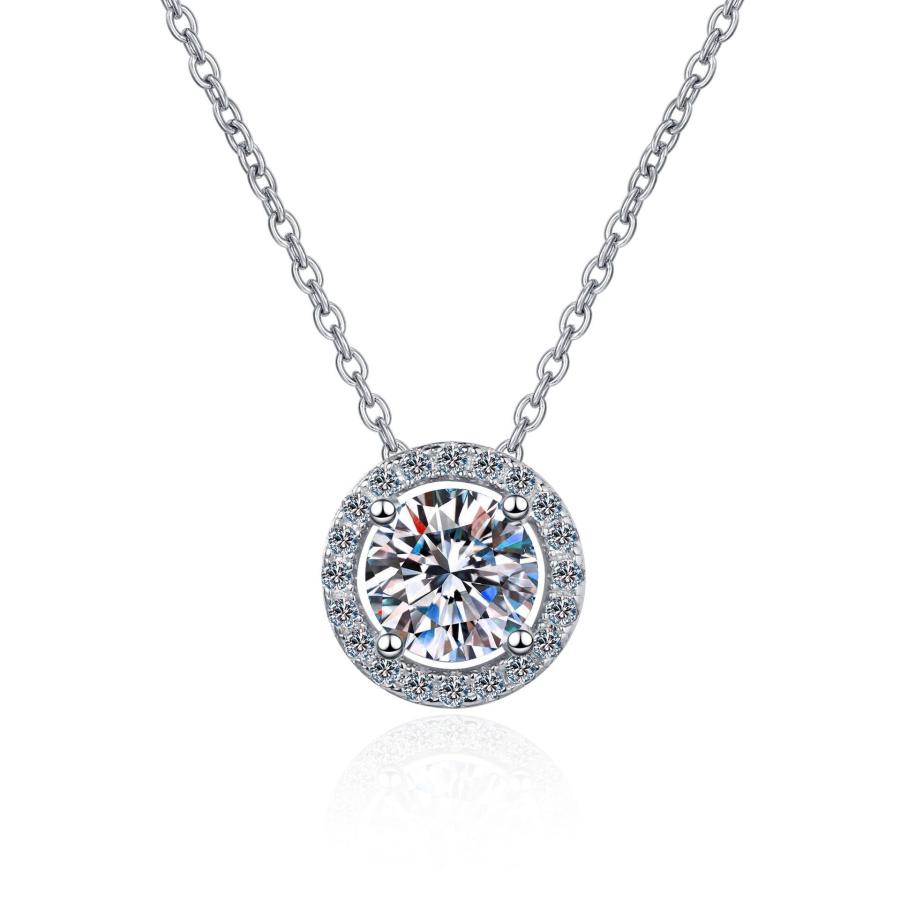 ペンダント ネックレス シルバー ラウンド レース レディース 女性 アンダラ GRA 認証済み S925 スター 星リング 2ct