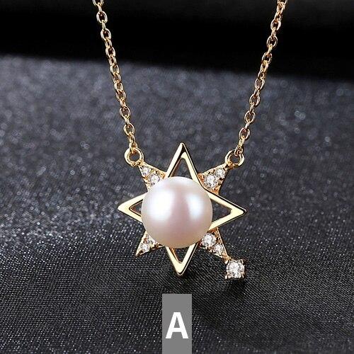 ペンダント ネックレス 黒 ブラック シルバー パール 真珠 レース レディース 女性 925 スター 星リング ネイチャー 淡水 45cm ジュエリー ギフト_7