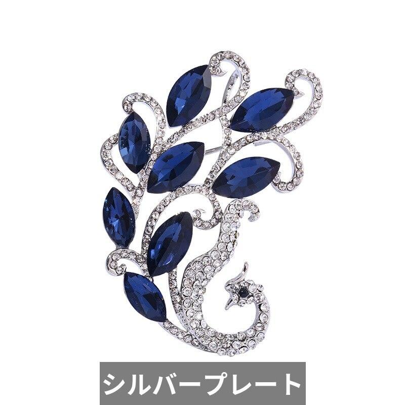 ブローチ 青 ブルー シルバー クリスタル レディース｜finejewelrys｜08