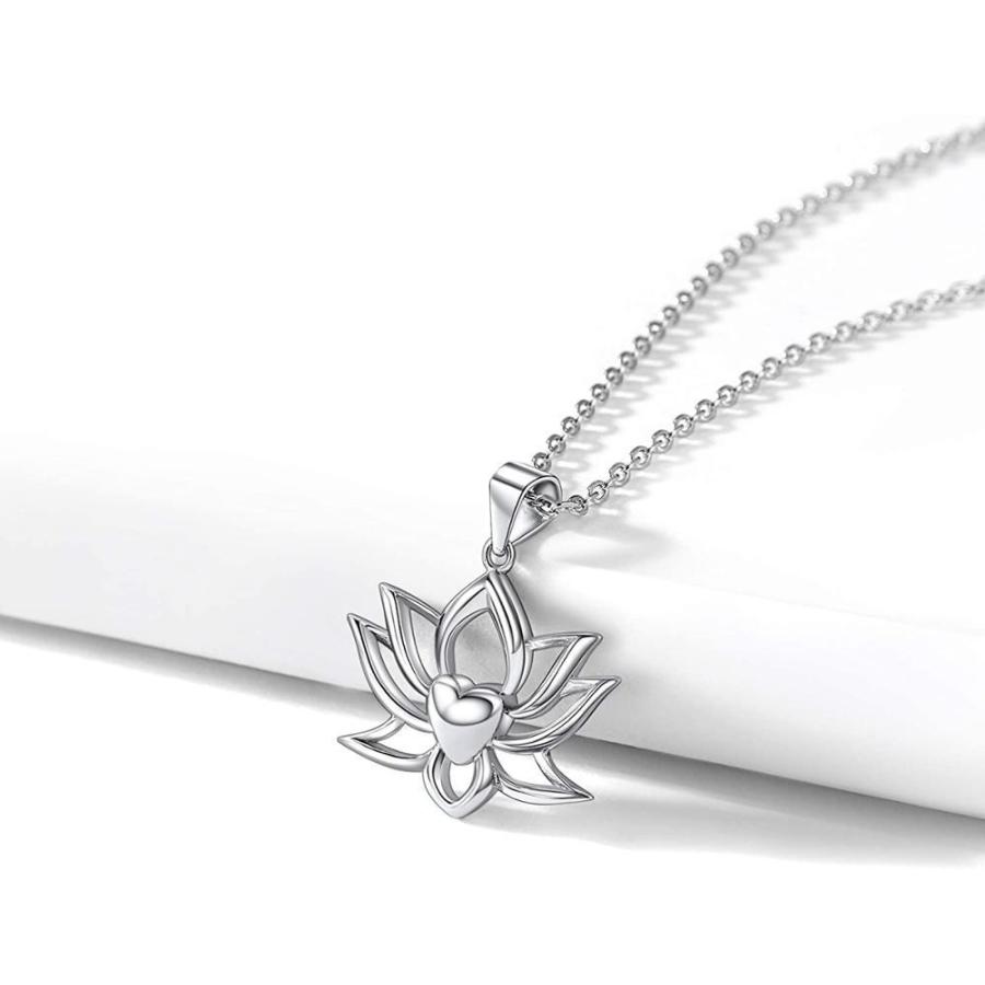 ハスの花 フラワー 蓮 ペンダント ハート ネックレス シンプル おしゃれ 大人 スターリング シルバー 925 ヨガ 花 フラワー ジュエリー_4