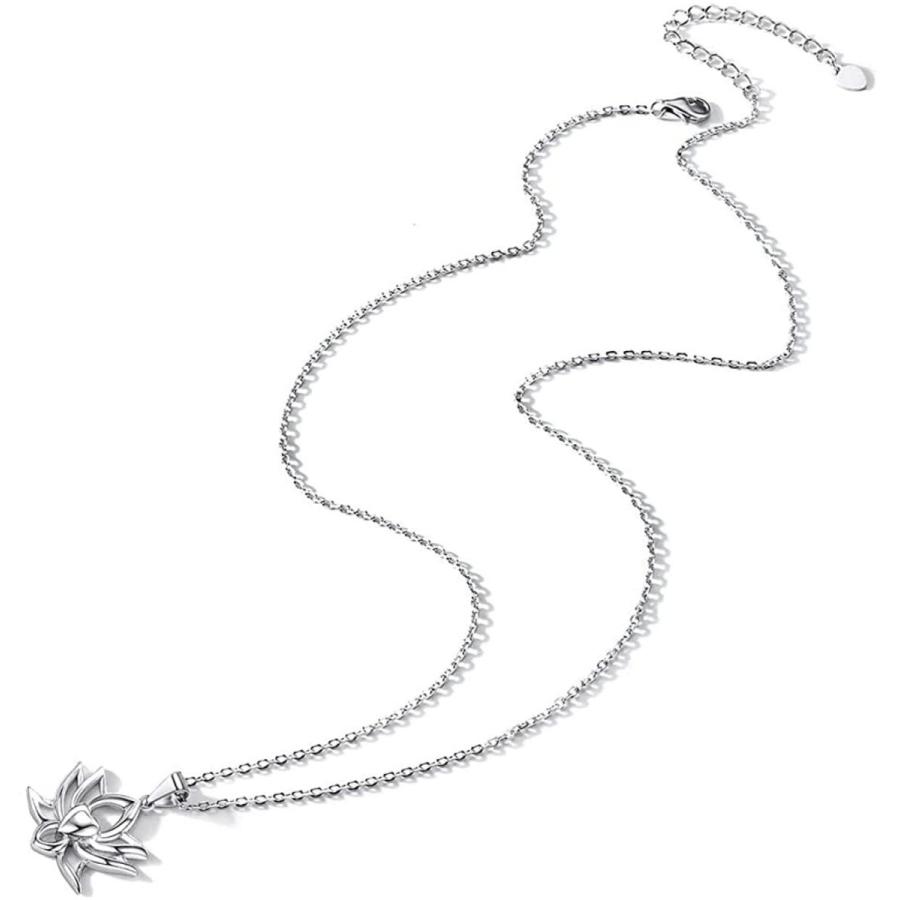 ハスの花 フラワー 蓮 ペンダント ハート ネックレス シンプル おしゃれ 大人 スターリング シルバー 925 ヨガ 花 フラワー ジュエリー_5