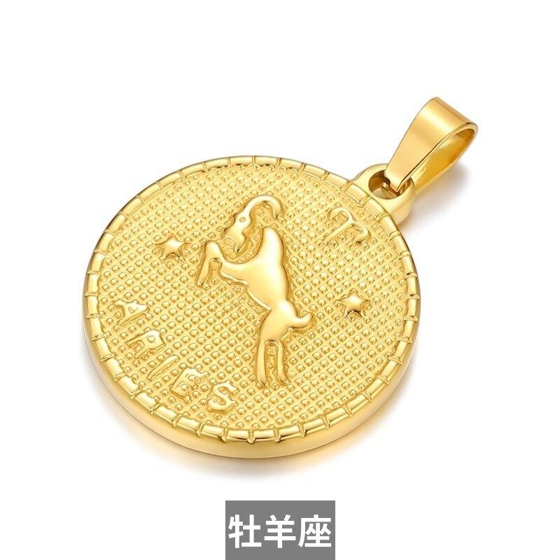 ペンダント ネックレス コイン ラウンド 12星座 おひつじ座 おうし座