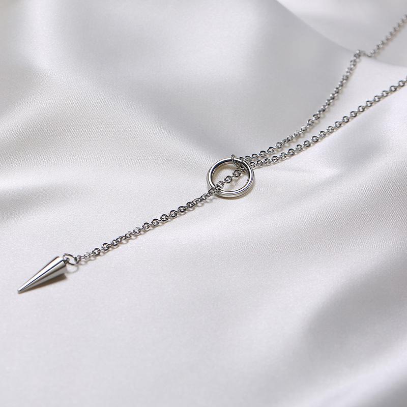 ペンダント ネックレス Y字 ロング セクシー シルバー ステンレス 円錐