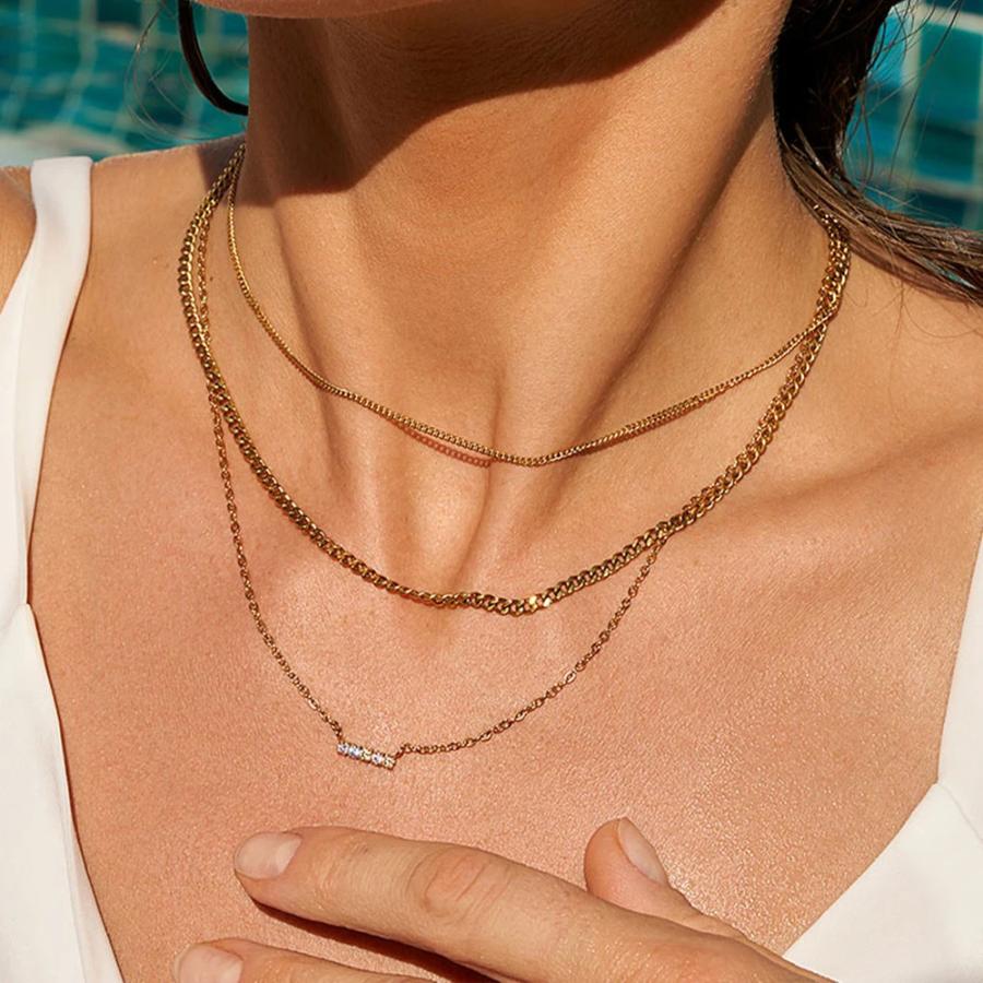 ネックレス ジルコニア ゴールド シルバー チェーン リング ロング