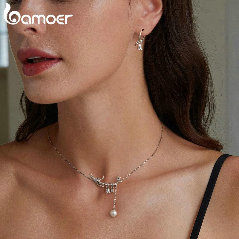 ネックレス ペンダント スターリング シルバー パール フラワー チェーン レディース 女性 パーティー ファイン アクセサリー ジュエリー 記念日_1