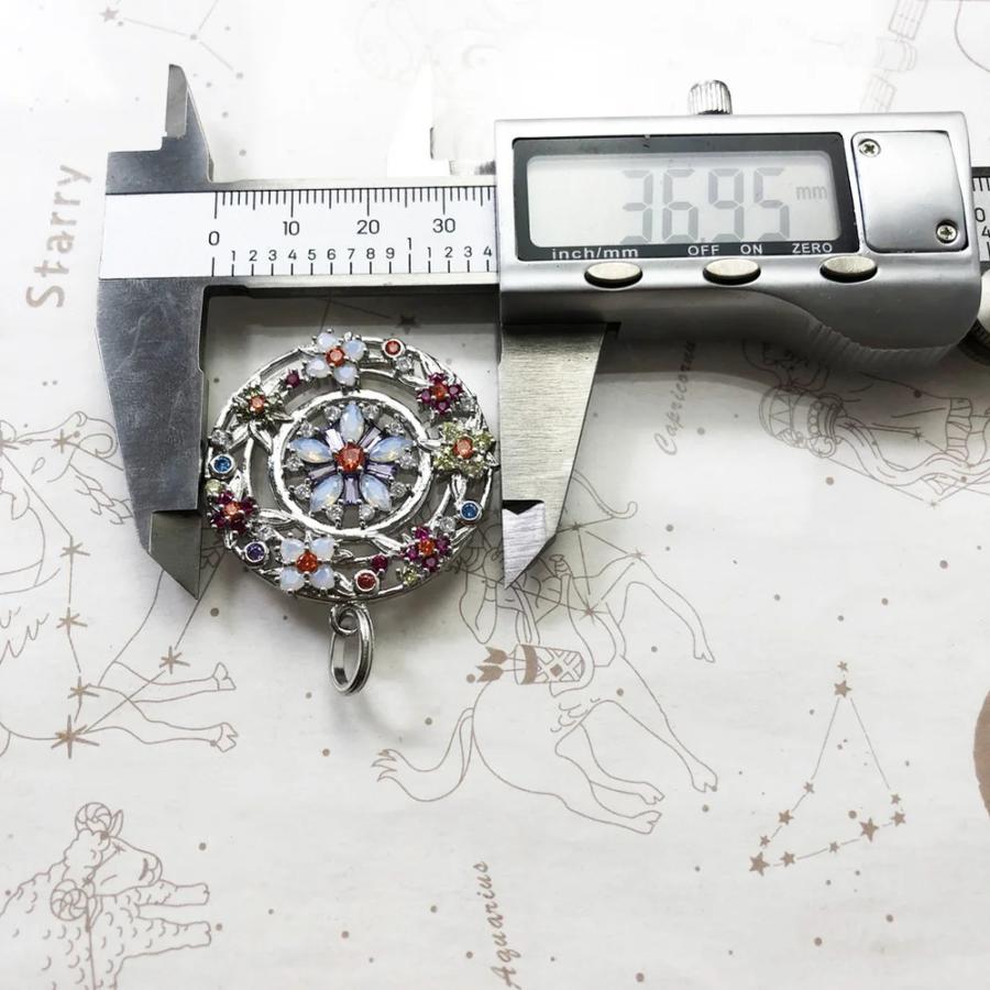 ペンダント 花 フラワー シルバー ストーン プラント リング レディース カラフル お守り ファイン ジュエリー_2