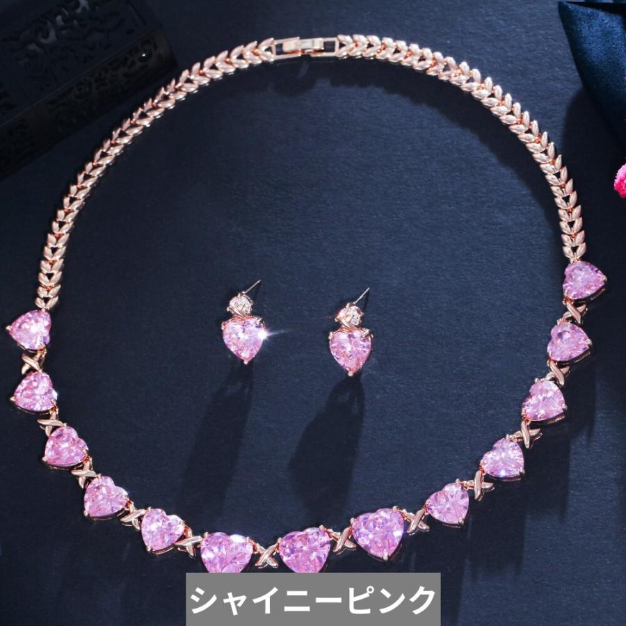 ネックレス ピンク ゴールド ハート ジルコニア ブライダル レース レディース 女性 すばらしい アフリカン キュービック_6