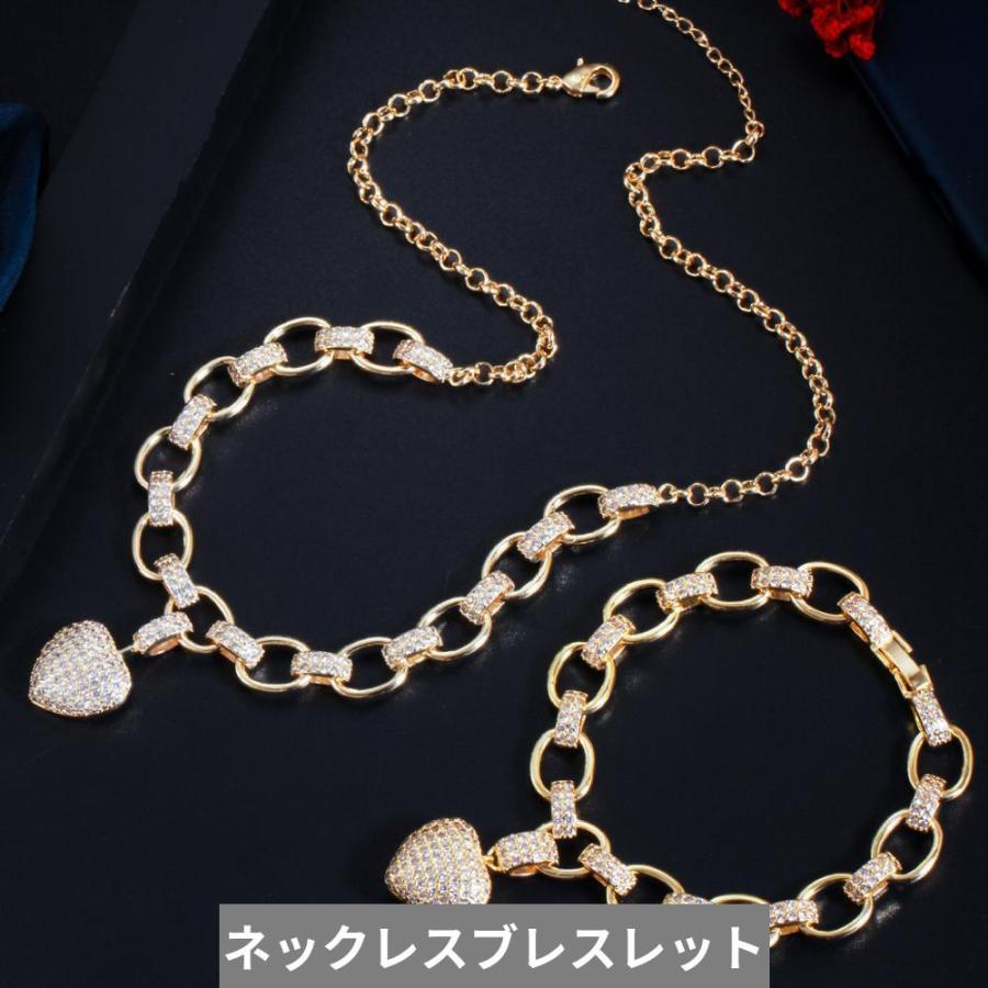 ペンダント ブレスレット ネックレス ゴールド ハート LOVE ジルコニア 揺れる レース レディース 585 カラー キュービック_6